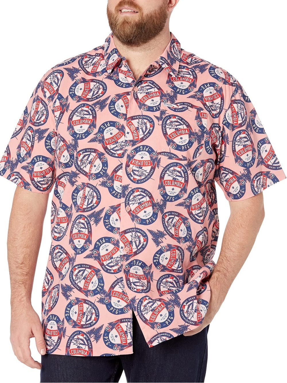 NWT Columbia Men's Trollers Best Short Sleeve Shirt Sorbet Holiday Spirit 3XL